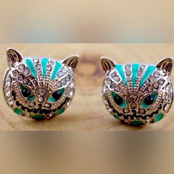 Cheshire Cat Rare & Special Alice in Wonderland Earring Necklace Set - Picture 4 of 7